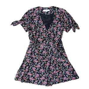 Ann Taylor Loft Black Floral Wrap Romper Jumpsuit Size 00